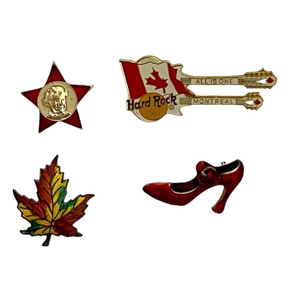Set/4 VINTAGE Brooches Hard Rock Cannabis Red Shoe Red Star USSR Octobrist - Picture 1 of 11